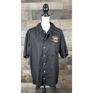 Max Mehra Mens Camp Shirt Wood Button‎ Up Corona Cigar Co. Embroidery XL